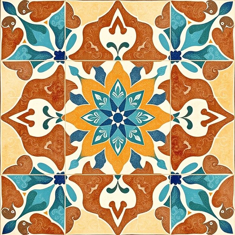 کاشی هفت رنگ طرح اسلیمی