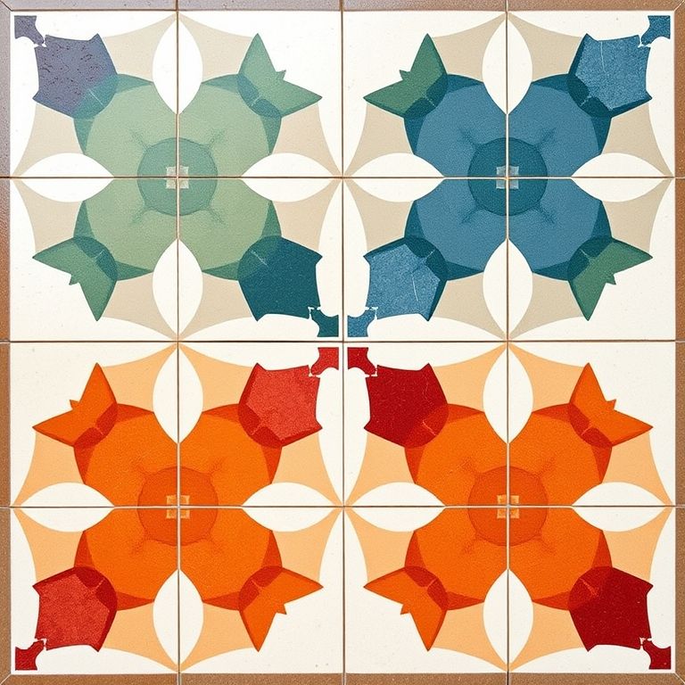 کاشی هفت رنگ طرح هندسی